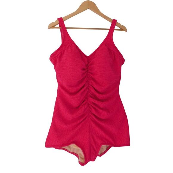 NEW Penbrooke Krinkle Swimsuit Size 22W Crossover Chlorine Proof Tummy Control - Picture 1 of 5